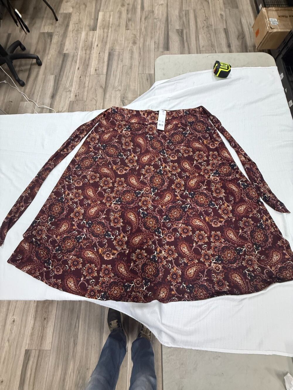 NWT New York Collection Plus Size 1X Wrap Skirt Wine Paisley Boho Asymmetrical